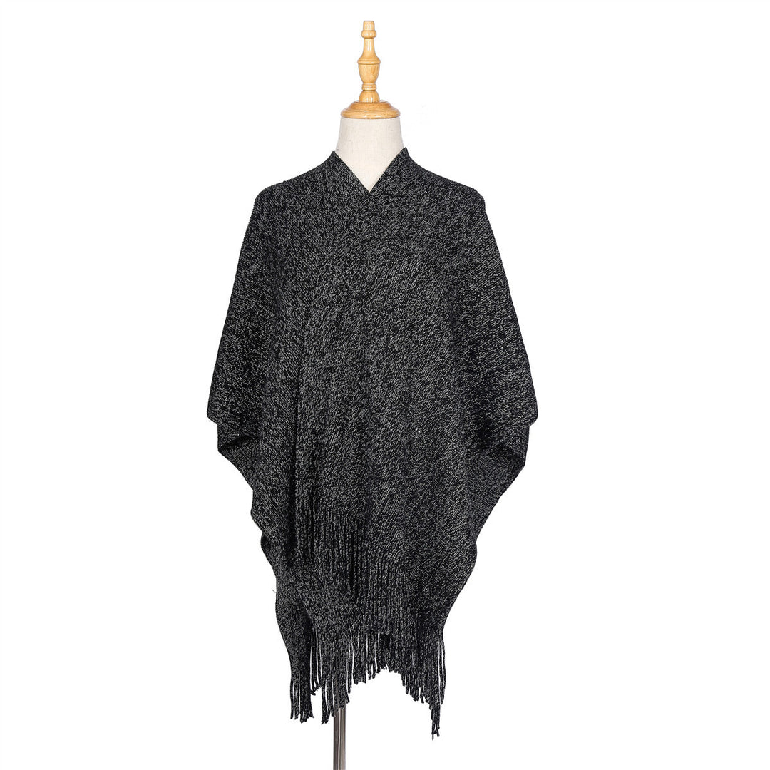 Damen Oversize-Strickruana mit Glitzerfaden und Fransen Shop Nory