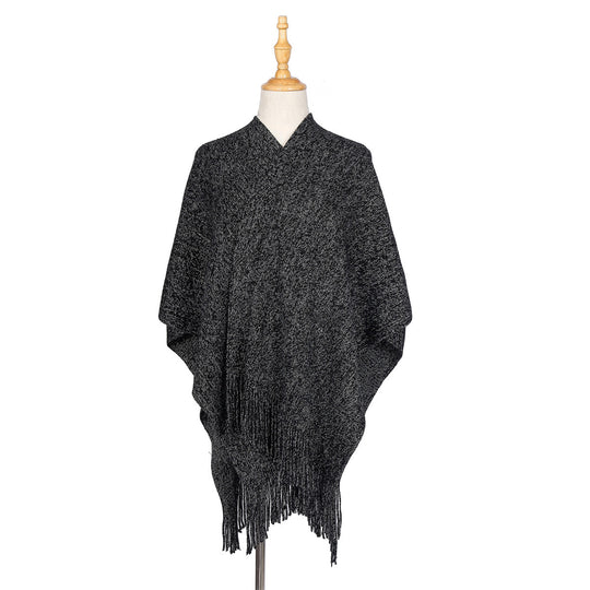 Damen Oversize-Strickruana mit Glitzerfaden und Fransen Shop Nory