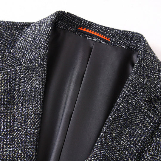 Herren Wollmischstoff Slim-Fit Sakko mit Glencheck-Muster und gesteppter Innenfütterung Shop Nory