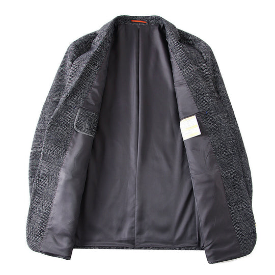 Herren Wollmischstoff Slim-Fit Sakko mit Glencheck-Muster und gesteppter Innenfütterung Shop Nory