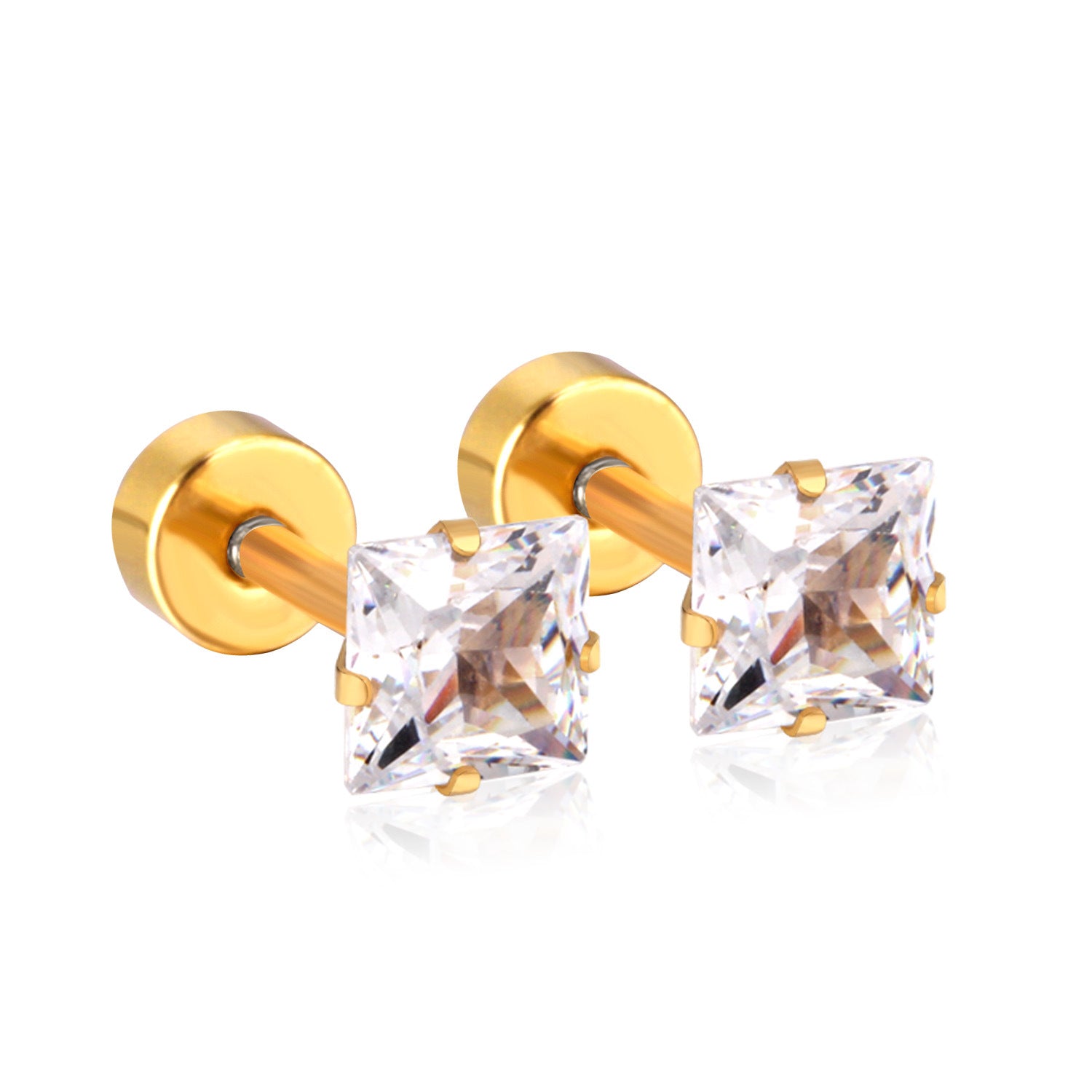 Damen Edelstahl Ohrstecker mit quadratischen Zirkonia Shop Nory