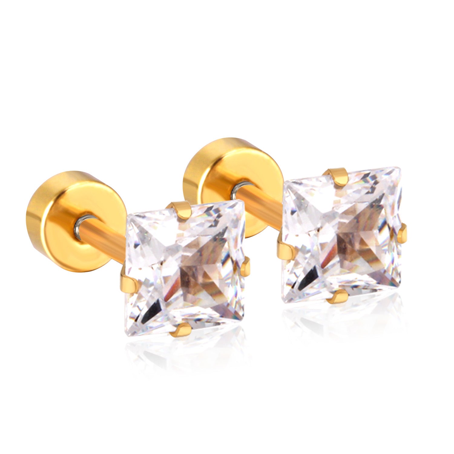 Damen Edelstahl Ohrstecker mit quadratischen Zirkonia Shop Nory