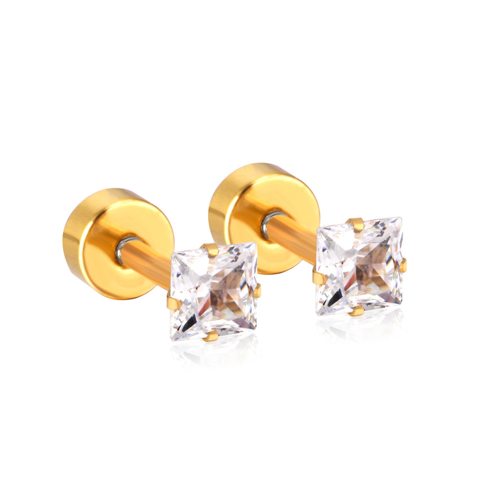 Damen Edelstahl Ohrstecker mit quadratischen Zirkonia Shop Nory