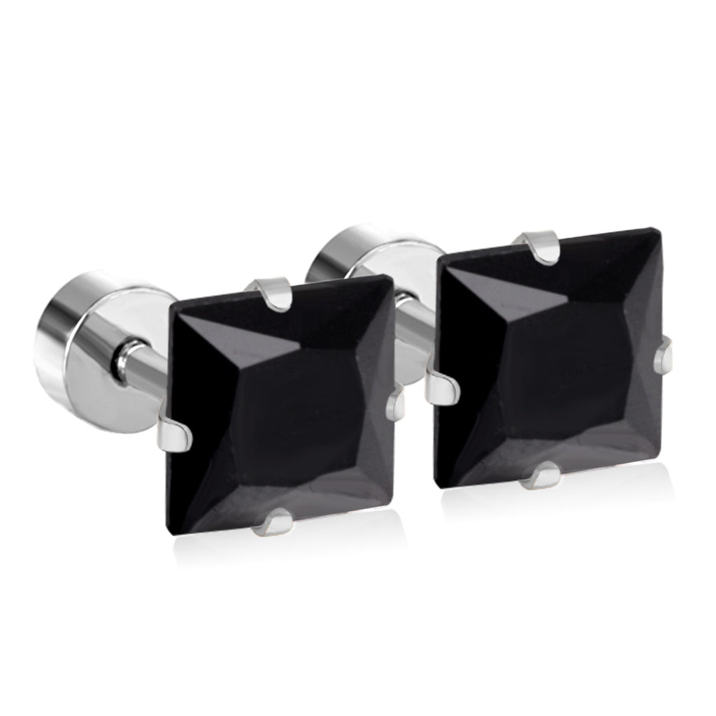 Damen Edelstahl Ohrstecker mit quadratischen Zirkonia Shop Nory