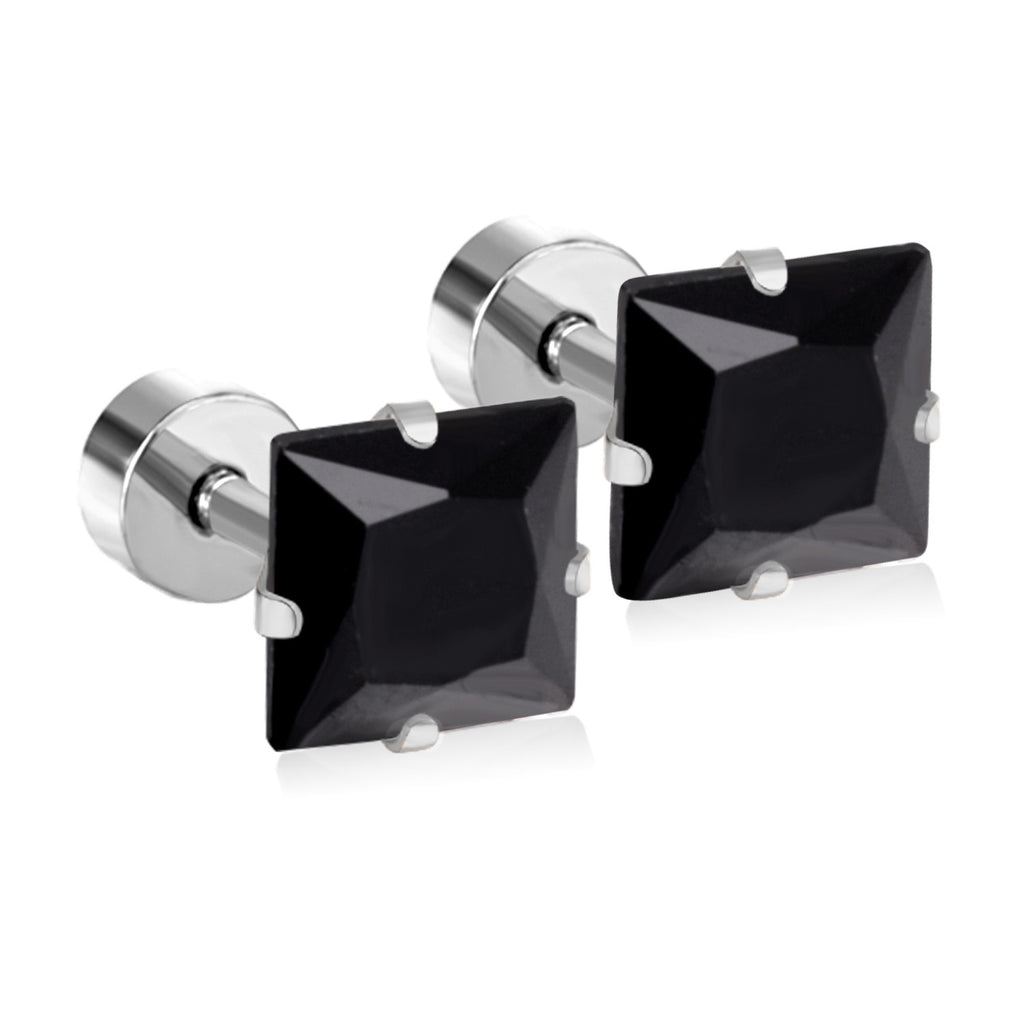 Damen Edelstahl Ohrstecker mit quadratischen Zirkonia Shop Nory