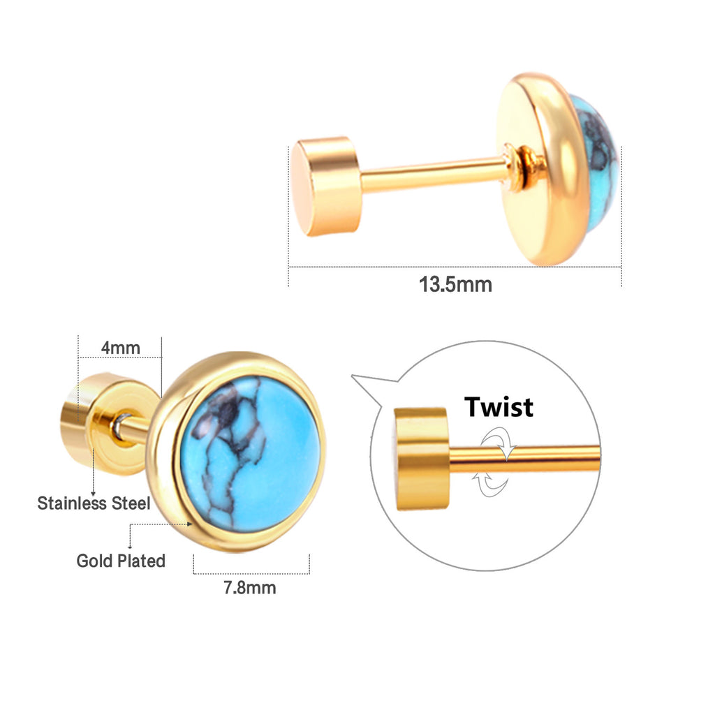 Damen Ohrstecker mit hochglänzendem Goldrahmen und buntem Stein Shop Nory