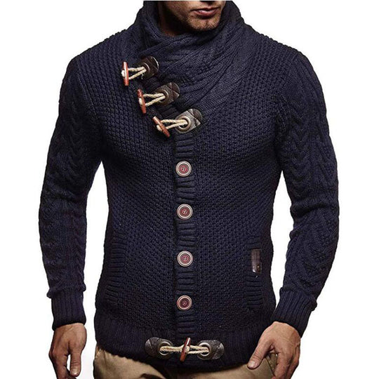 Herren nan Strickcardigan mit hohem Schalkragen, Zopfmuster und Knebelverschlüssen Shop Nory