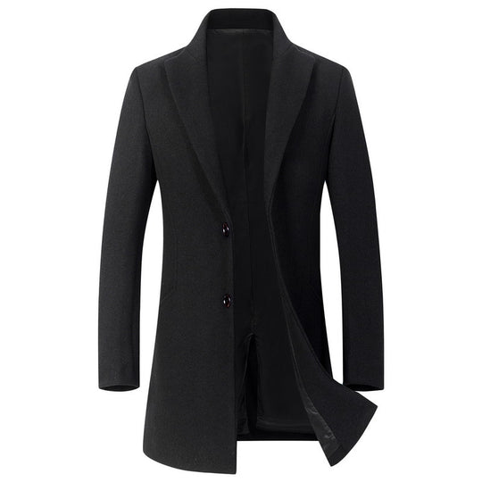 Herren Longline Wollmix-Übermantel mit schlankem Revers und leichter Thermofütterung Shop Nory