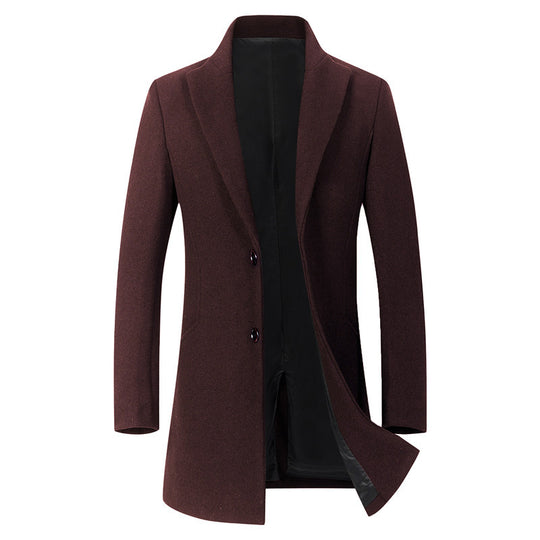 Herren Longline Wollmix-Übermantel mit schlankem Revers und leichter Thermofütterung Shop Nory