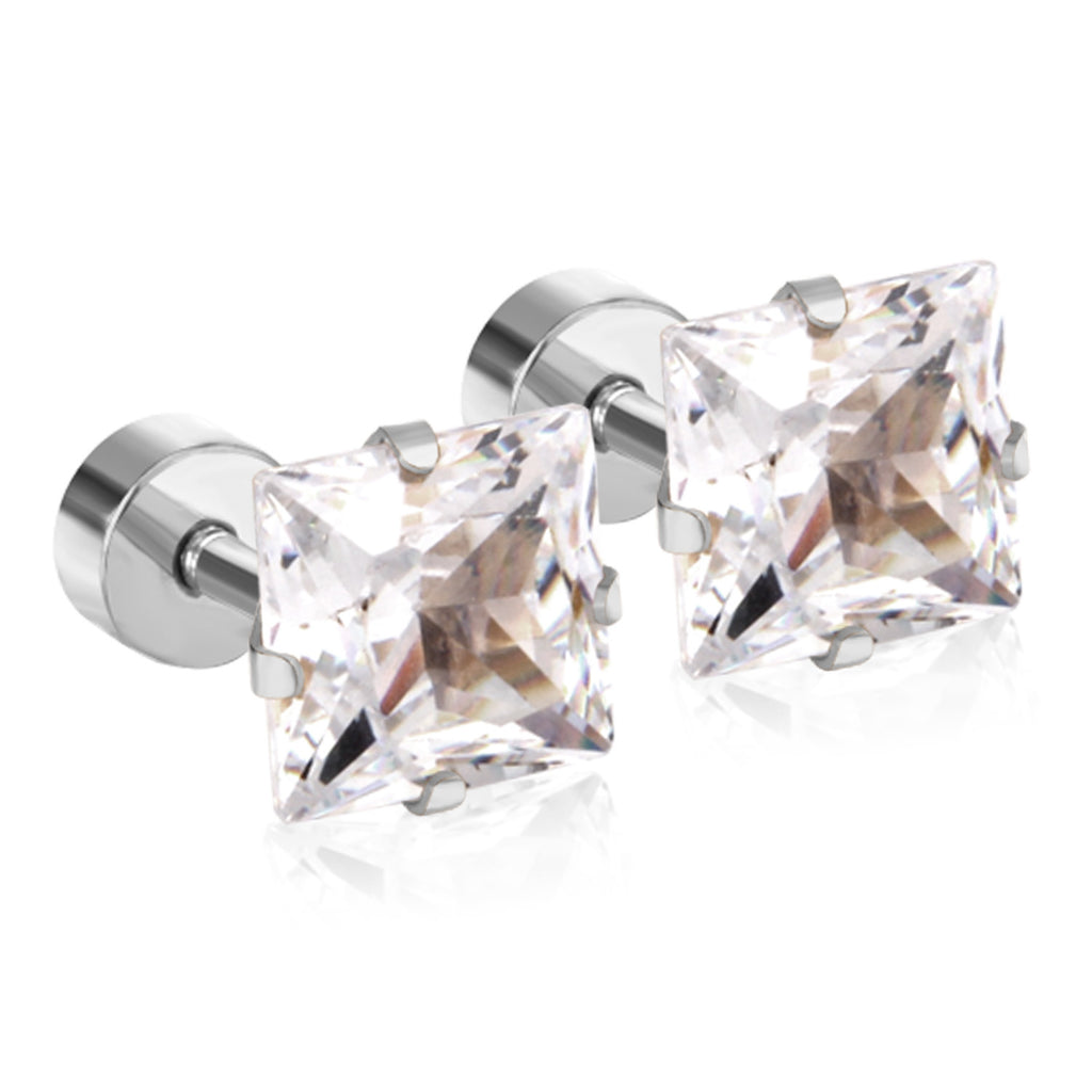 Damen Edelstahl Ohrstecker mit quadratischen Zirkonia Shop Nory