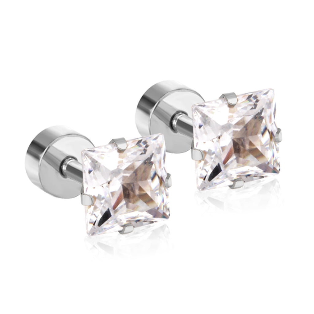 Damen Edelstahl Ohrstecker mit quadratischen Zirkonia Shop Nory