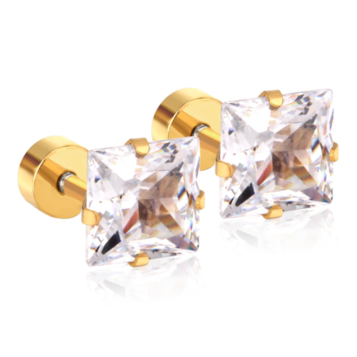 Damen Edelstahl Ohrstecker mit quadratischen Zirkonia Shop Nory