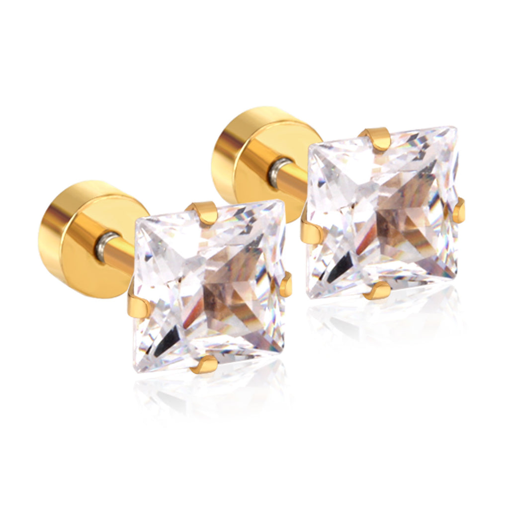 Damen Edelstahl Ohrstecker mit quadratischen Zirkonia Shop Nory