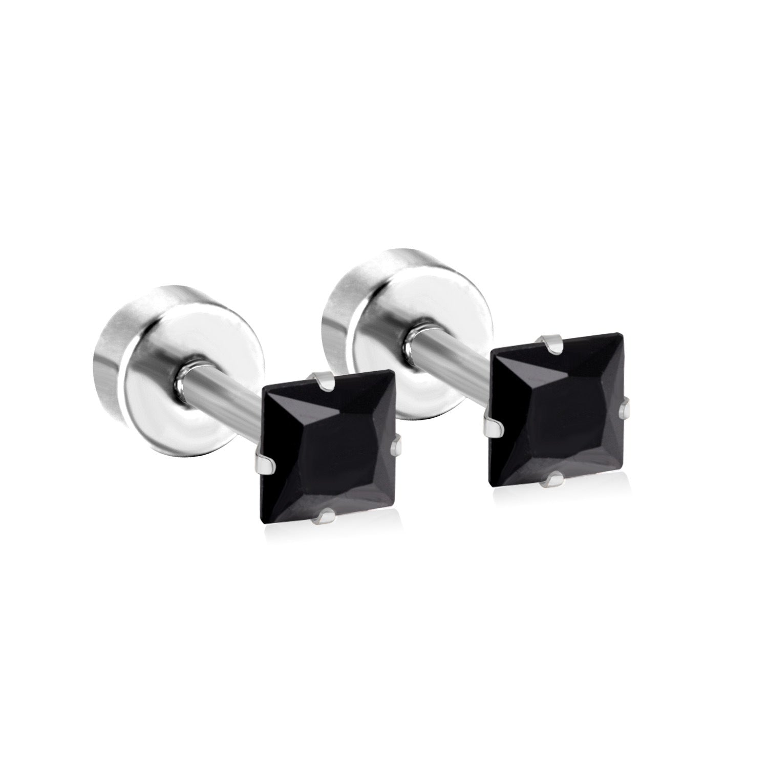 Damen Edelstahl Ohrstecker mit quadratischen Zirkonia Shop Nory
