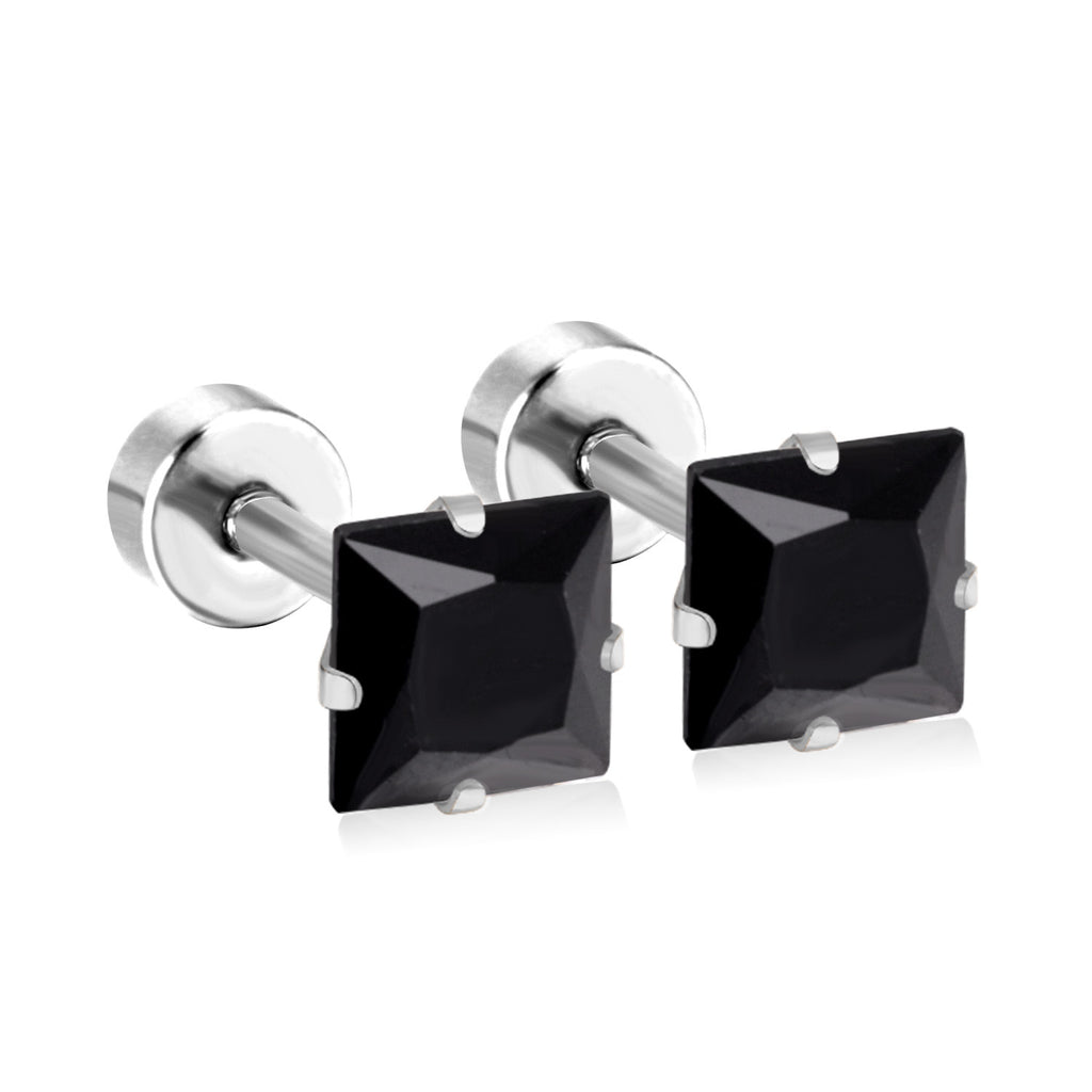 Damen Edelstahl Ohrstecker mit quadratischen Zirkonia Shop Nory