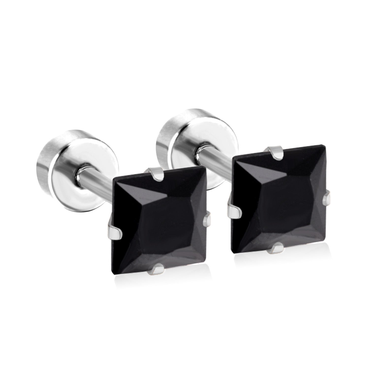 Damen Edelstahl Ohrstecker mit quadratischen Zirkonia Shop Nory