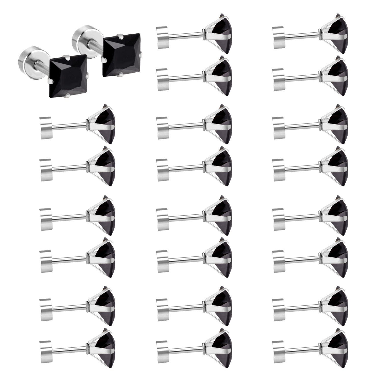 Damen Edelstahl Ohrstecker mit quadratischen Zirkonia Shop Nory