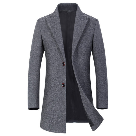 Herren Longline Wollmix-Übermantel mit schlankem Revers und leichter Thermofütterung Shop Nory