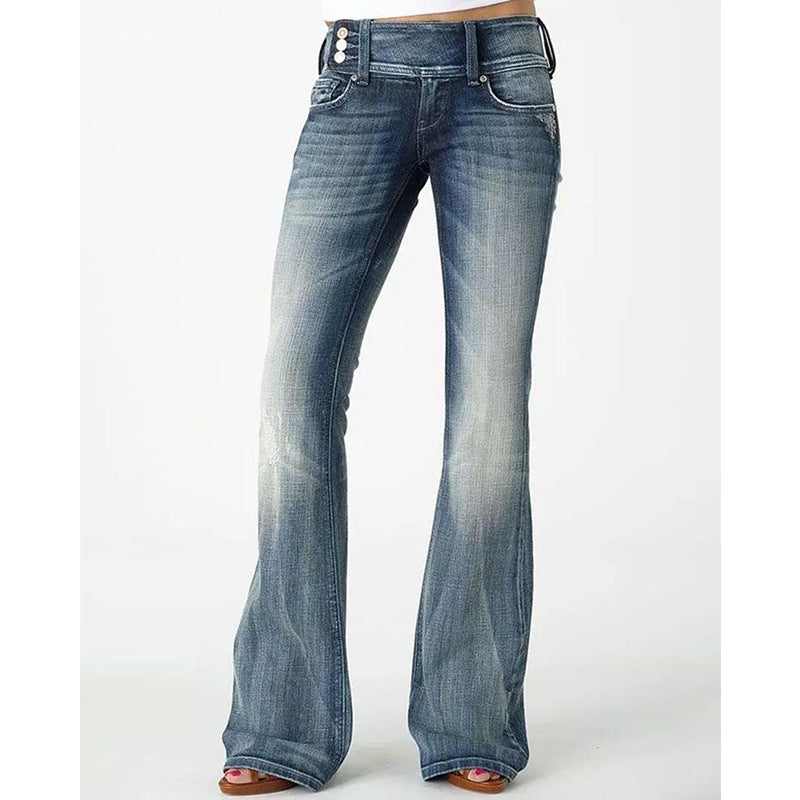 BeliShopnoryte Weinlese Seitenknopf Hohe Taille Skinny Jeans