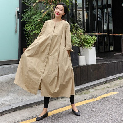 Damen Oversize-Hemdblusenkleid mit kastiger A-Linie, verdeckter Knopfleiste und Eingrifftaschen Shop Nory