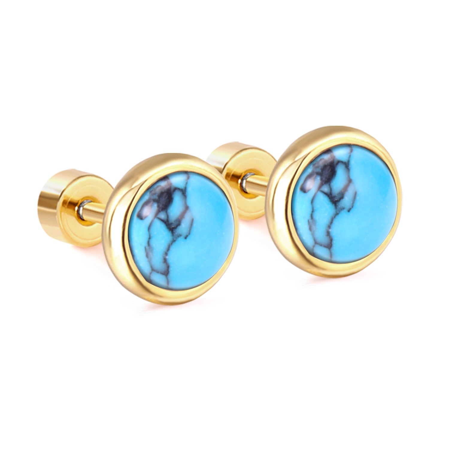Damen Ohrstecker mit hochglänzendem Goldrahmen und buntem Stein Shop Nory