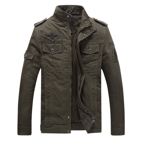 Herren Militärinspirierte Feldjacke mit Teddyfutter und Multifunktionstaschen Shop Nory