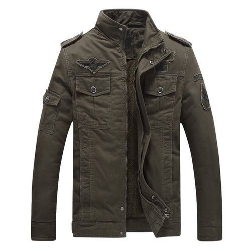 Herren Militärinspirierte Feldjacke mit Teddyfutter und Multifunktionstaschen Shop Nory