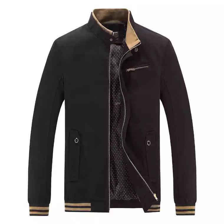 Herren Moderne Übergangsjacke im Bomberstil mit Stehkragen, gestreiften Rippbündchen und Punktfutter Shop Nory