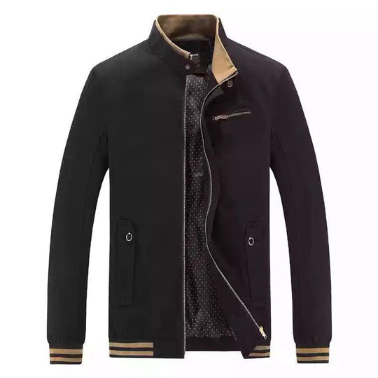 Herren Moderne Übergangsjacke im Bomberstil mit Stehkragen, gestreiften Rippbündchen und Punktfutter Shop Nory