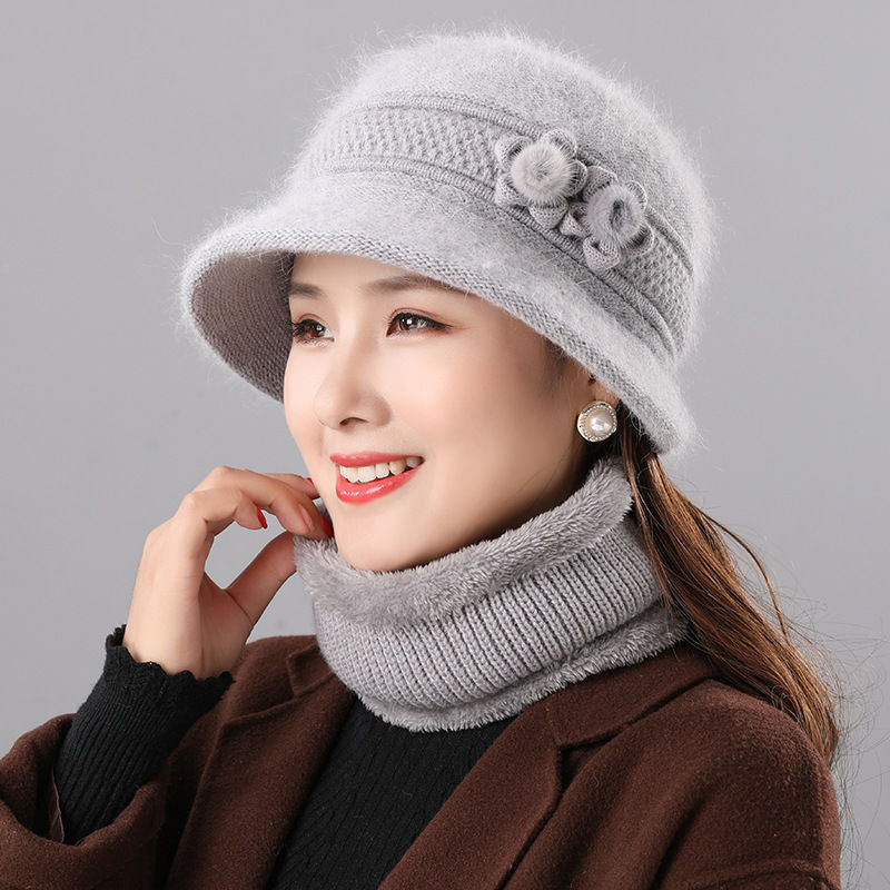 Damen Glockenhut und Schal Set, warm, für Herbst und Winter