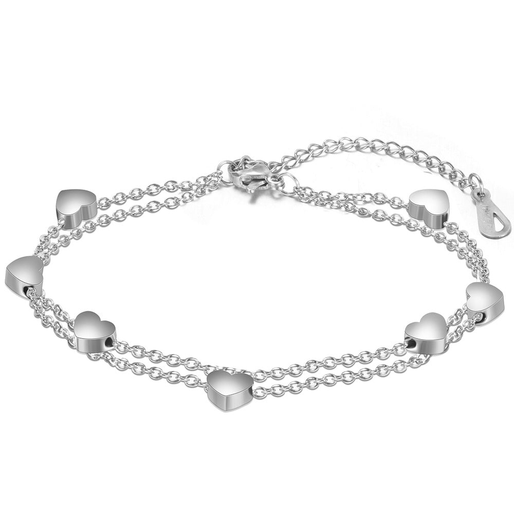 Damen Armband mit doppeltem Herzdesign Shop Nory