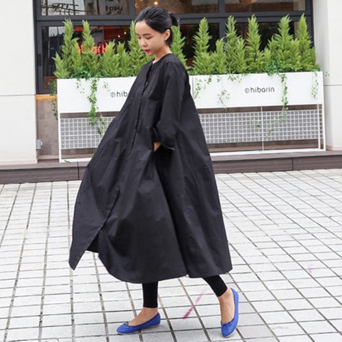 Damen Oversize-Hemdblusenkleid mit kastiger A-Linie, verdeckter Knopfleiste und Eingrifftaschen Shop Nory
