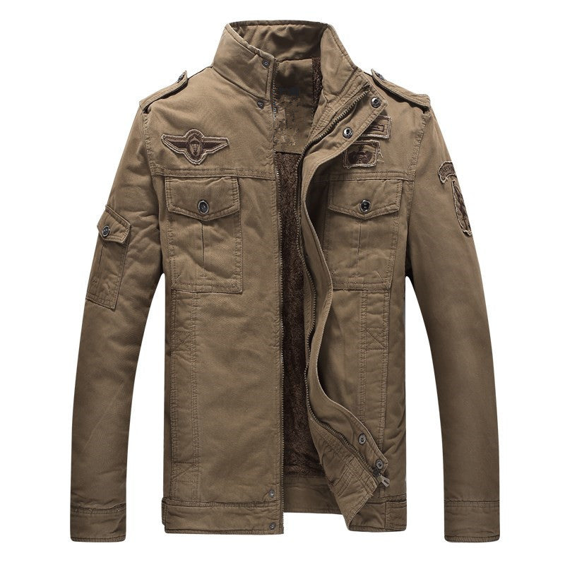 Herren Militärinspirierte Feldjacke mit Teddyfutter und Multifunktionstaschen Shop Nory