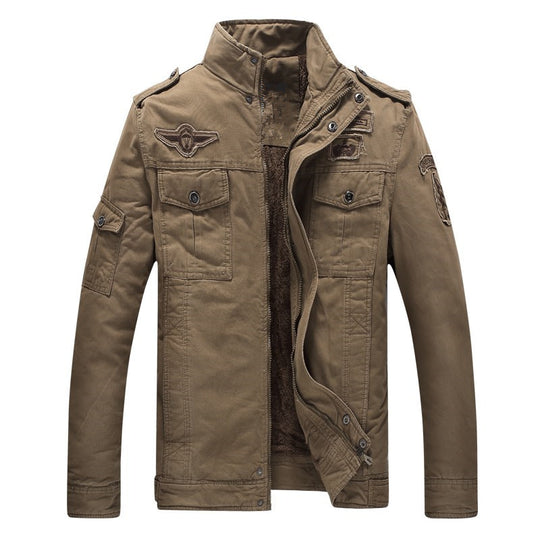 Herren Militärinspirierte Feldjacke mit Teddyfutter und Multifunktionstaschen Shop Nory