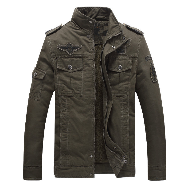 Herren Militärinspirierte Feldjacke mit Teddyfutter und Multifunktionstaschen Shop Nory