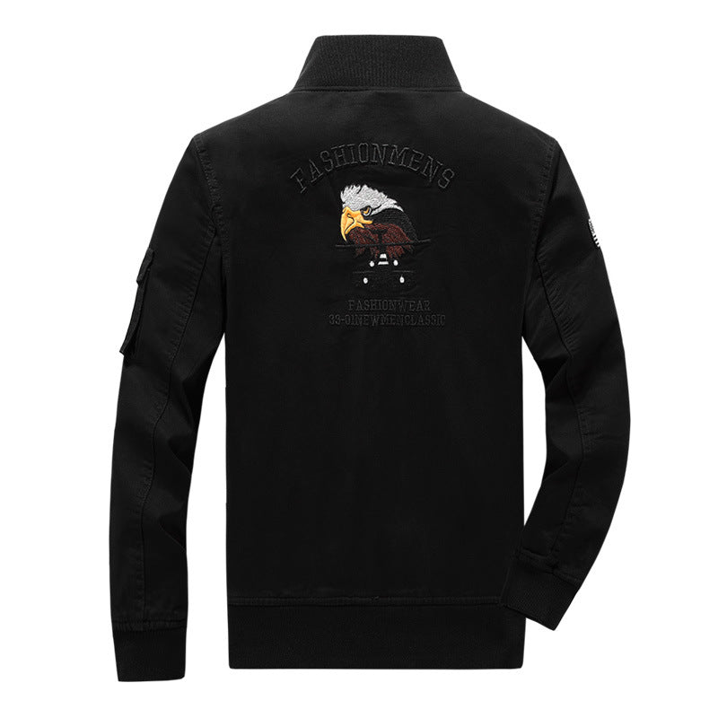 Herren Militärinspirierte Fieldjacke mit Wappenpatches und Stehkragen Shop Nory