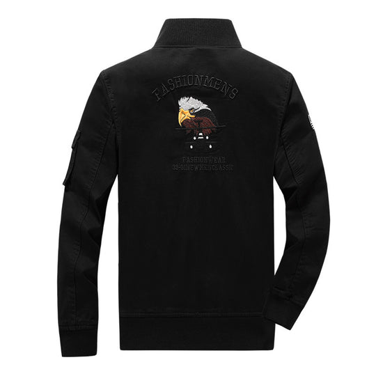 Herren Militärinspirierte Fieldjacke mit Wappenpatches und Stehkragen Shop Nory