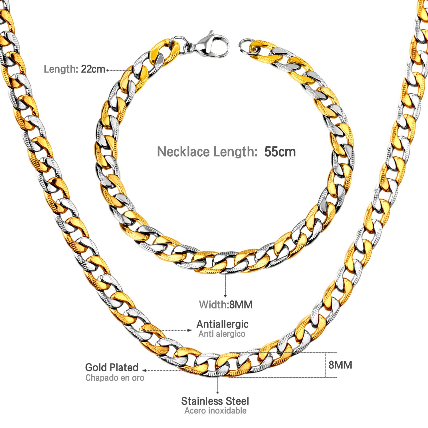 Damen Edelstahl Halskette mit massivem Gliederdesign und antiallergischer Beschichtung Shop Nory