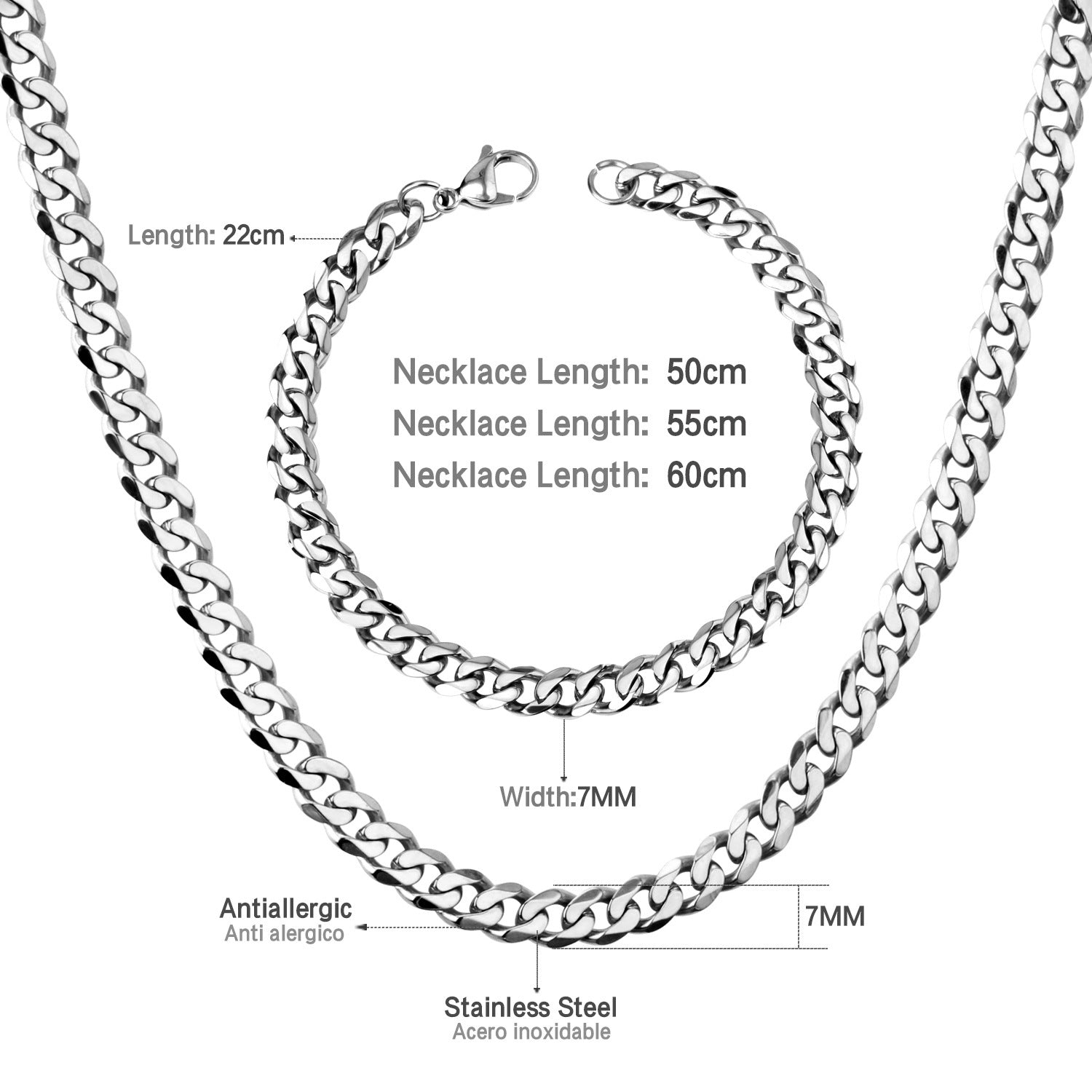 Damen Edelstahl Halskette und Armband Set Shop Nory
