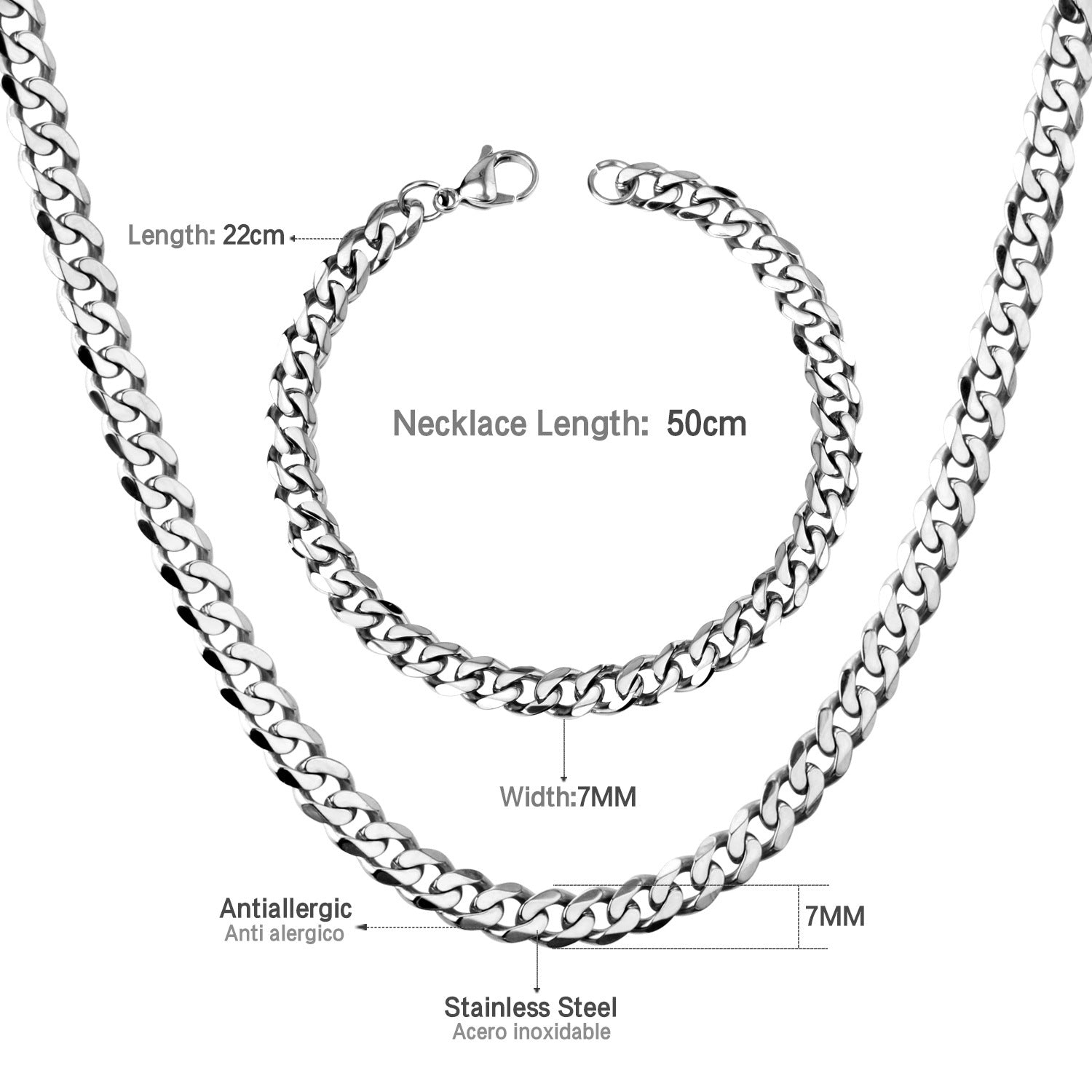 Damen Edelstahl Halskette und Armband Set Shop Nory