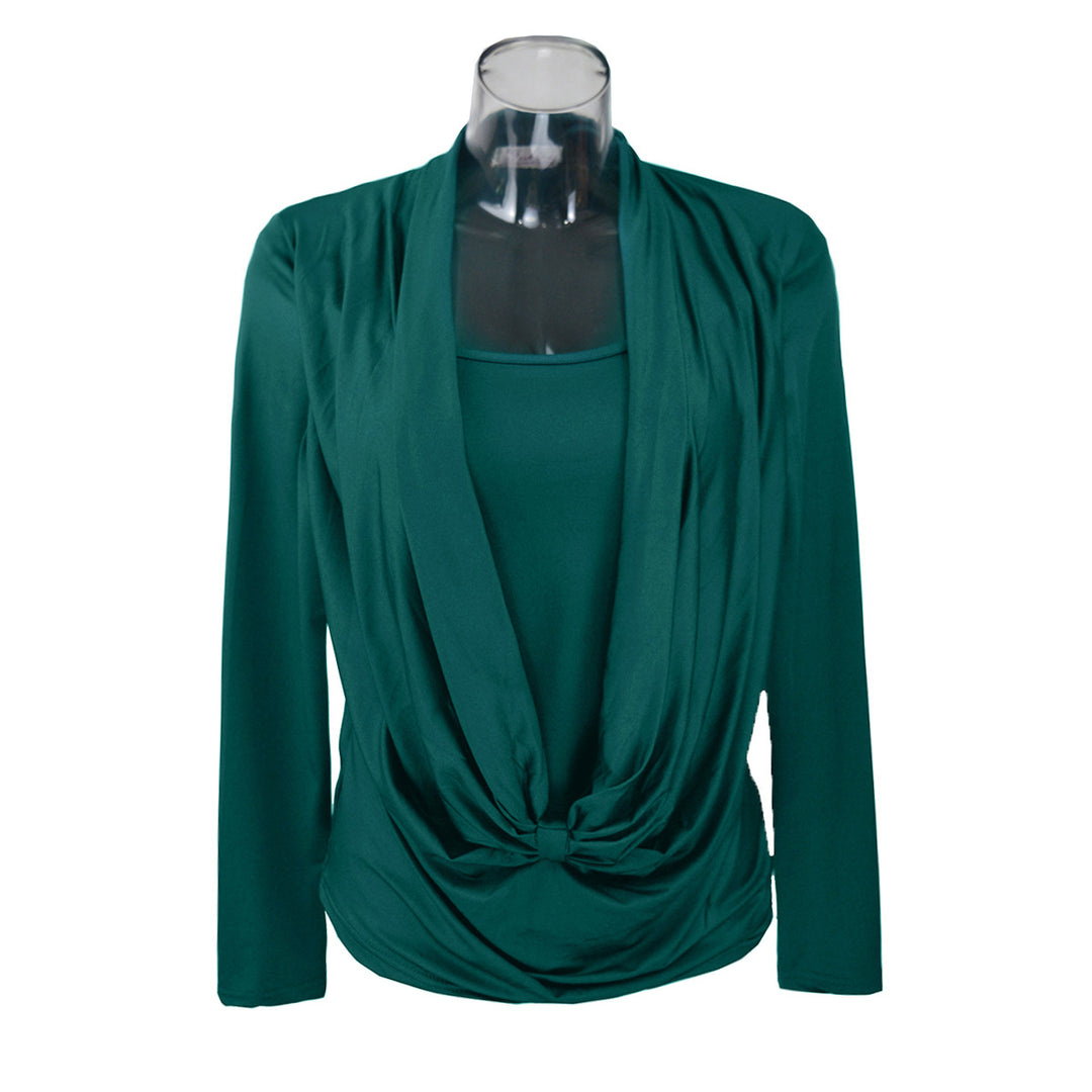 Damen Elegantes Drapiertes Wickel-Top mit vorderer Knotendetail & integrierter Spaghettiträger-Camisole Shop Nory