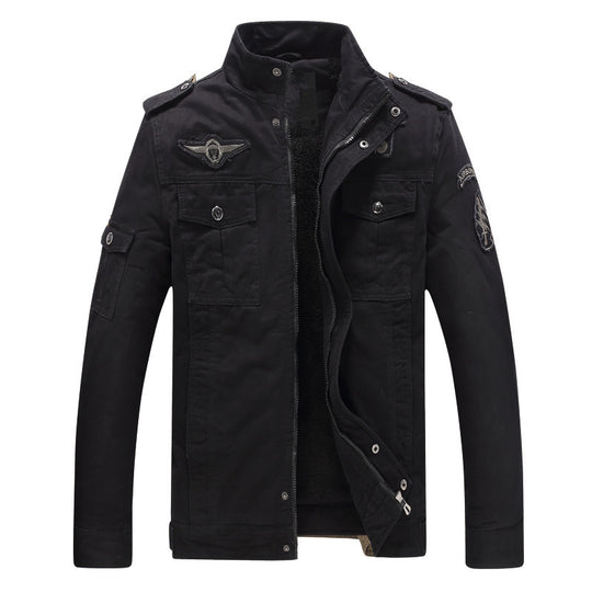 Herren Militärinspirierte Feldjacke mit Teddyfutter und Multifunktionstaschen Shop Nory