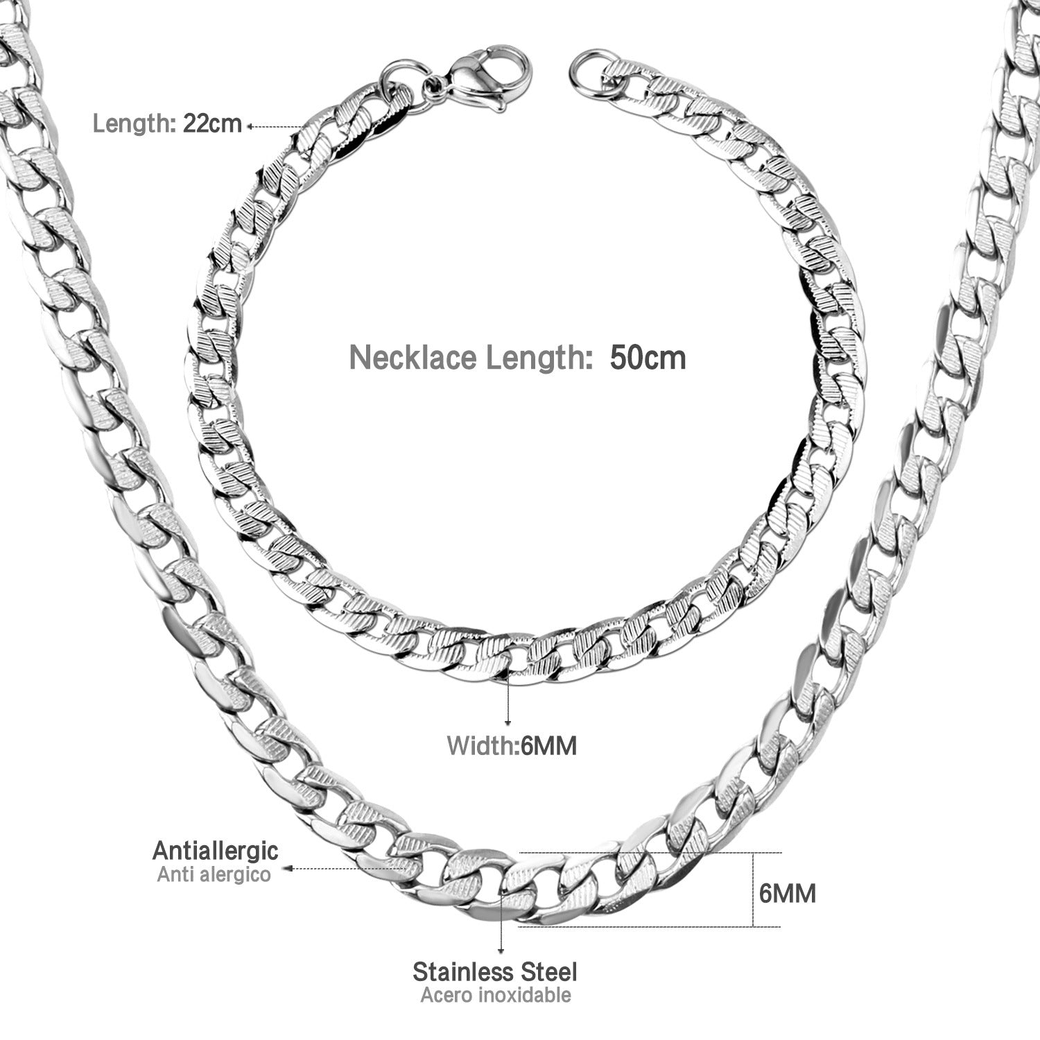 Damen Edelstahl Halskette mit feinen Glieder-Design Shop Nory