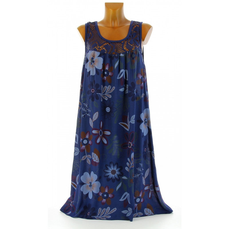 Damen Langkleid mit floraler Spitzenstruktur