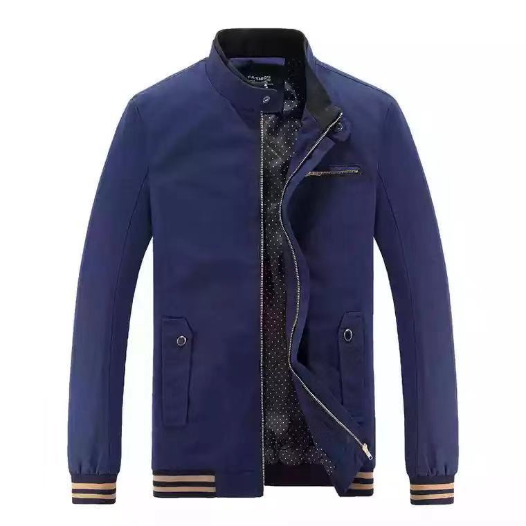 Herren Moderne Übergangsjacke im Bomberstil mit Stehkragen, gestreiften Rippbündchen und Punktfutter Shop Nory