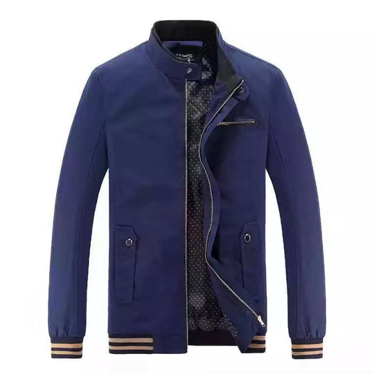 Herren Moderne Übergangsjacke im Bomberstil mit Stehkragen, gestreiften Rippbündchen und Punktfutter Shop Nory