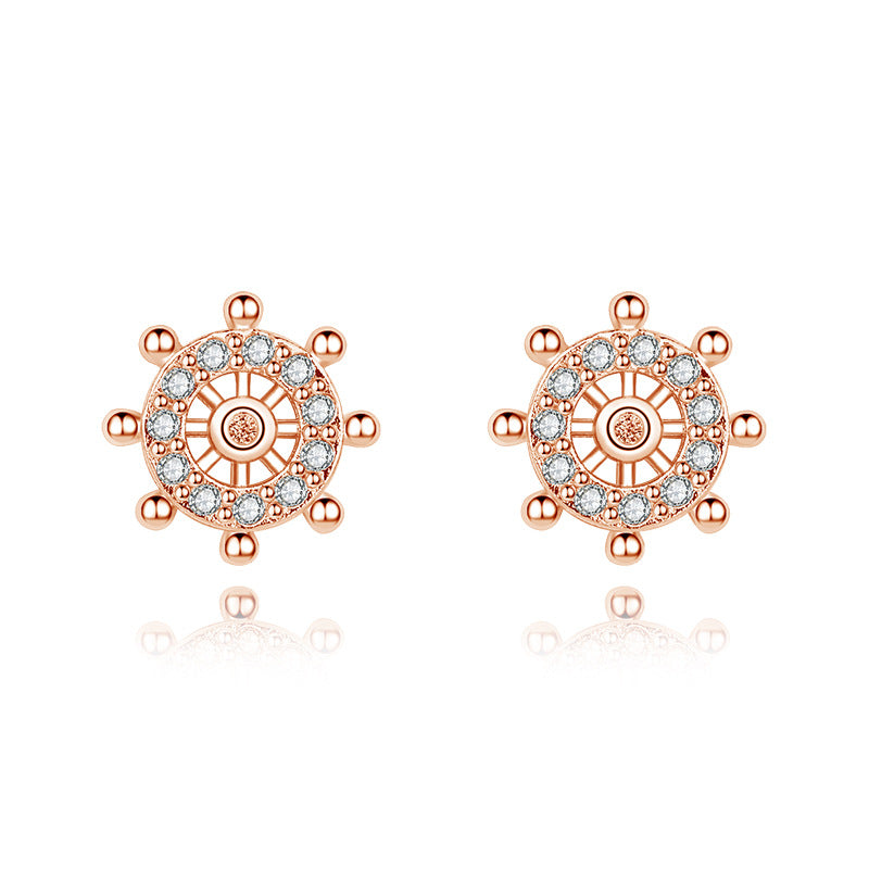 Damen Ohrstecker im maritimen Steuerrad-Design mit funkelnden Zirkonia Shop Nory