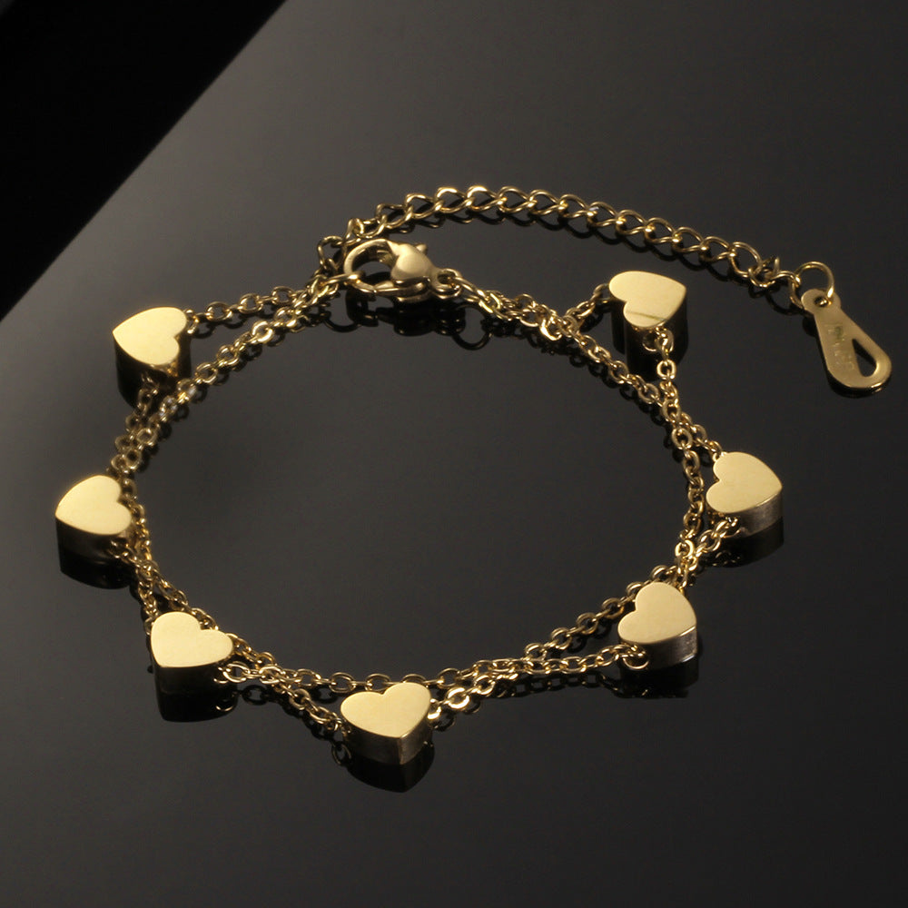Damen Armband mit doppeltem Herzdesign Shop Nory