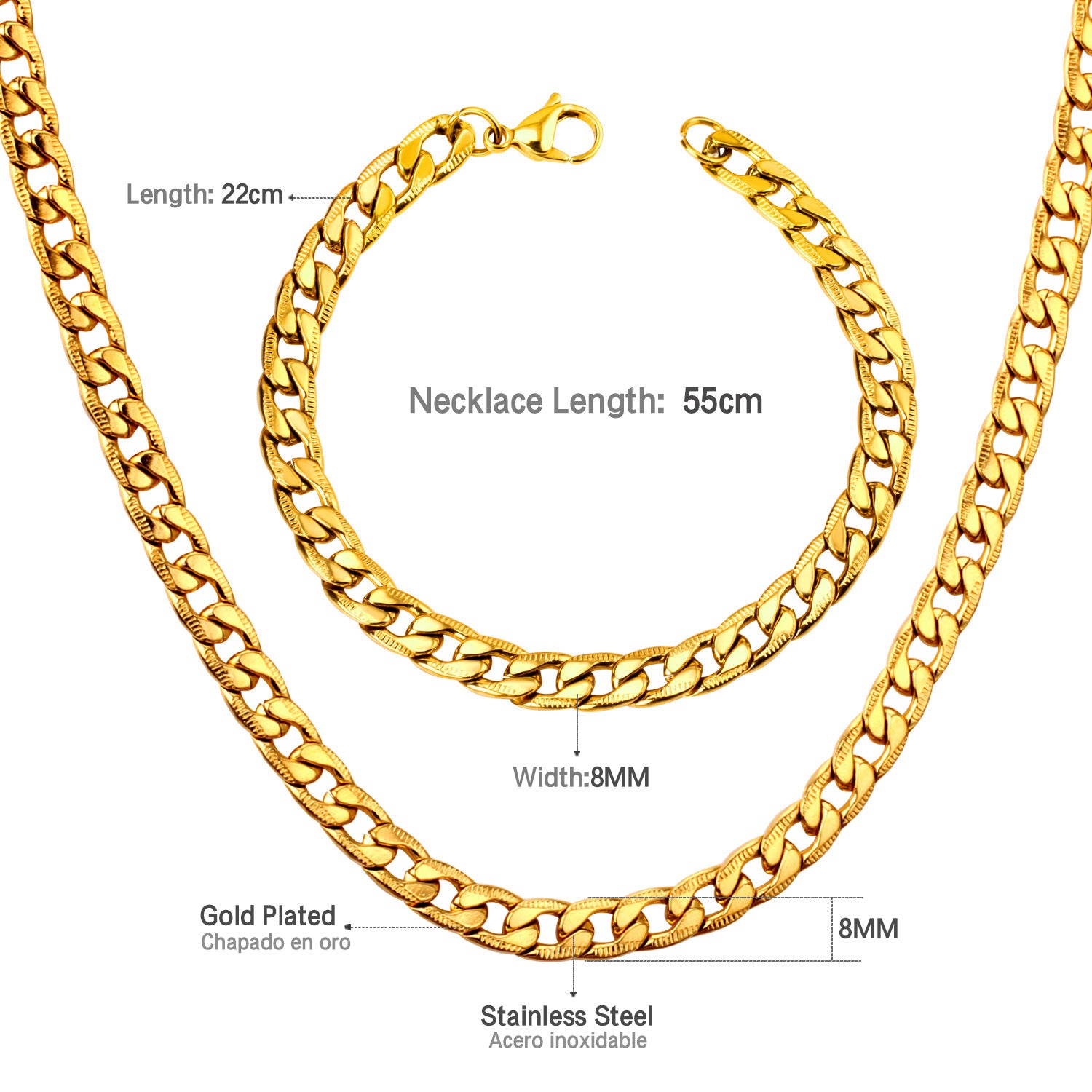 Damen Edelstahl Halskette mit massivem Gliederdesign und antiallergischer Beschichtung Shop Nory