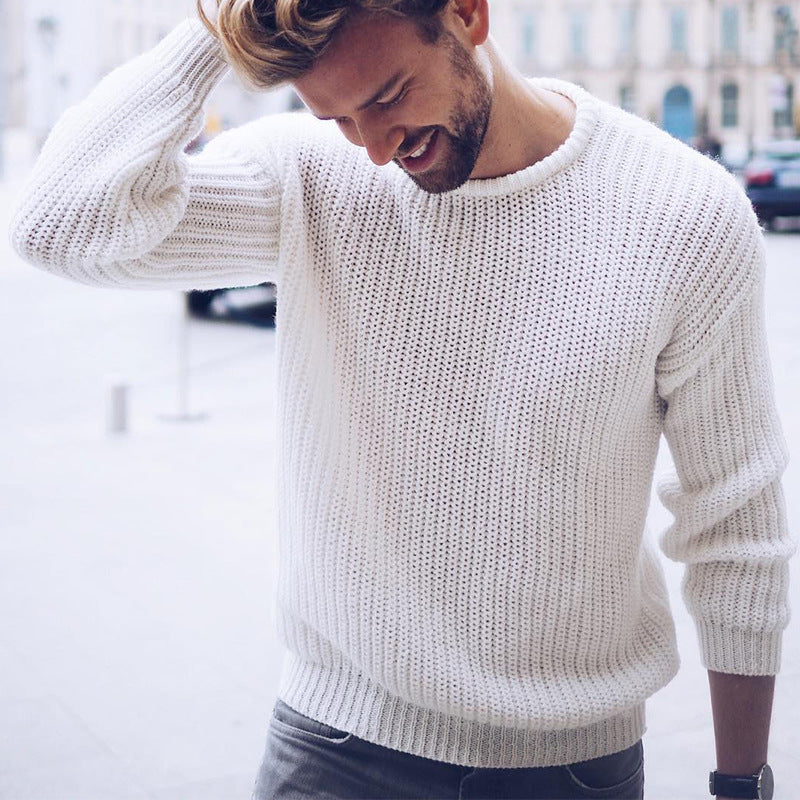 Herren lässiger Strickpullover mit modernen Strukturen